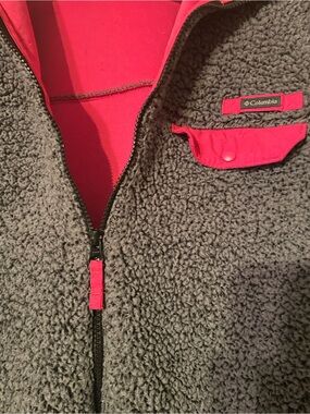 Columbia Grey Sherpa Jacket with Pink Accents